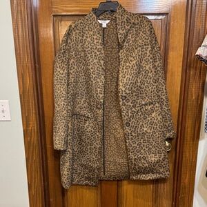 Old Navy Women's Brown Leopard Teddy Jacket